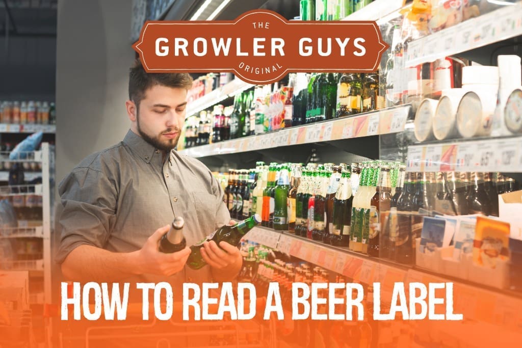 man in store aisle reading labels on beer bottles