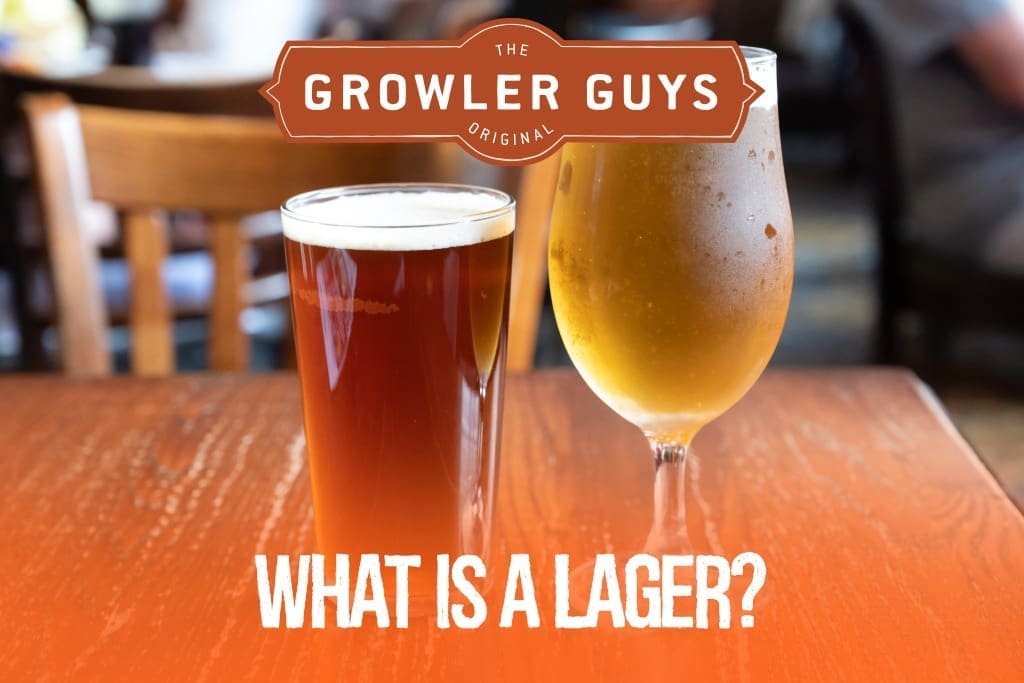 pint glasses of lager on pub table